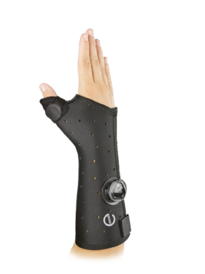 Attelle thermoformable Exos Poignet-Pouce Court pour Ténosynovite de De Quervain, fracture du scaphoïde, fracture de la base du 1er métacarpien, entorse, luxation. Légère, lavable, réglable.