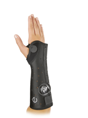 Attelle thermoformable Exos Poignet-Main Long pour fracture stable de l’extrémité distale de l'ulna, Entorse grave du poignet, Fracture stable du poignet, Immobilisation post-traumatique ou post-opératoire. Légère, lavable, réglable.